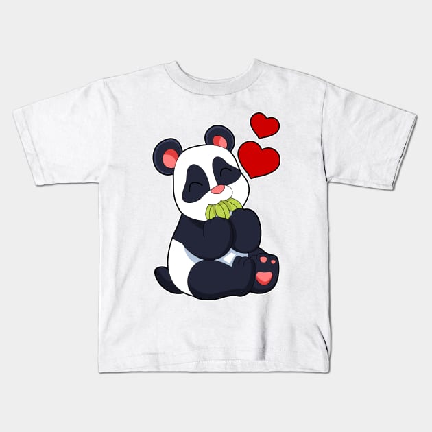 Panda at Eating of Leaves Kids T-Shirt by Markus Schnabel